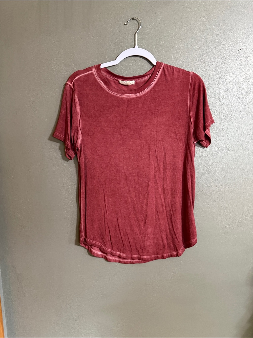 White Crow Washed Burgundy Short Sleeve Tee